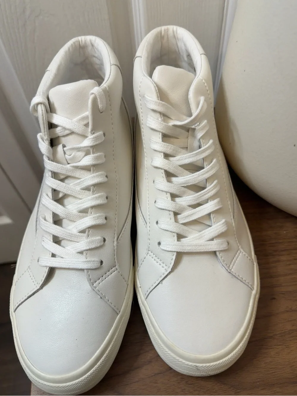 Madewell Sidewalk High Top Leather Sneakers Pale Parchment Women’s 11